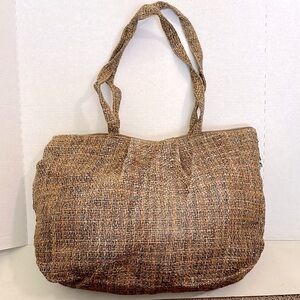 Bijoux Terner Brown and Silver Tote Bag with Textured Design
